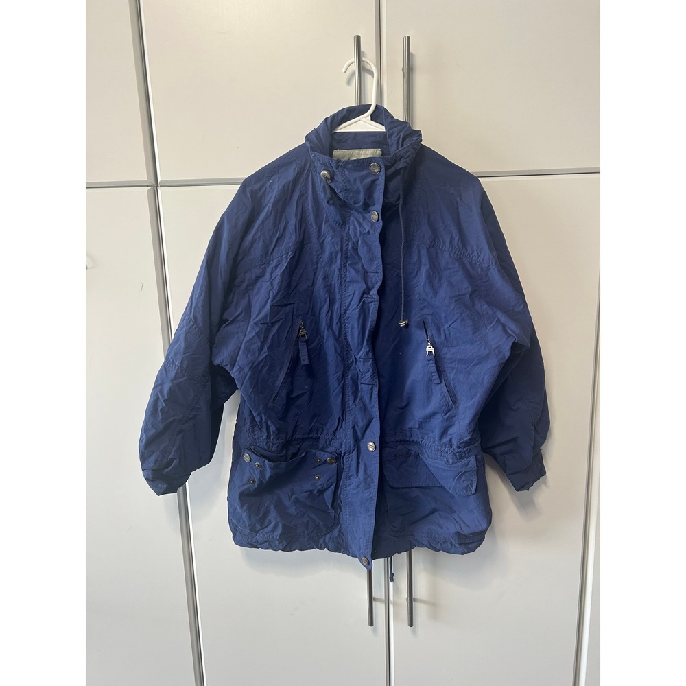 Vintage Schoffel Blue Utility Jacket Hooded Full Zip Windbreaker Mens Medium